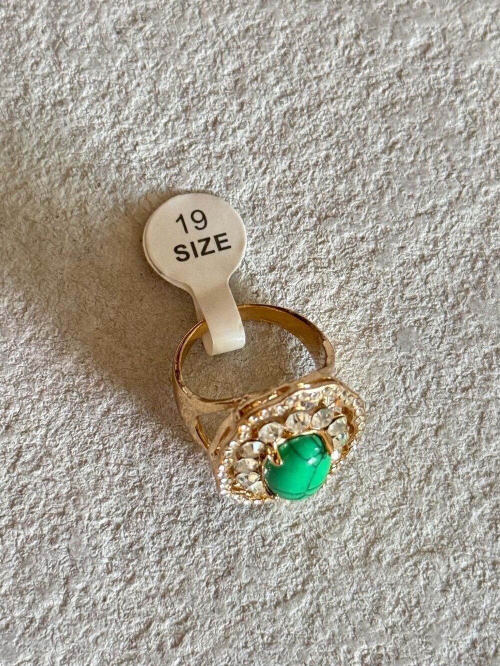 Gold Green Stone Halo Cocktail Ring